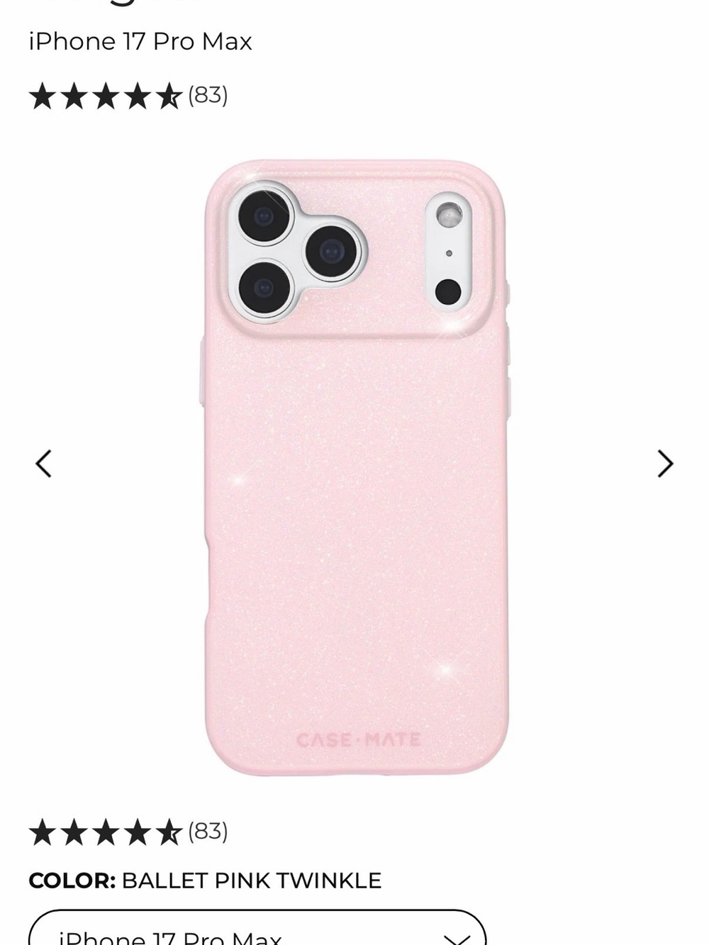 case-mate Ballet Pink Twinkle iPhone 17 Pro Glitter Case